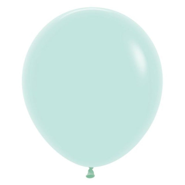 Pack of 6 Sempertex 45cm Pastel Matte Green Latex Balloons, perfect for elegant party decorations and celebrations.