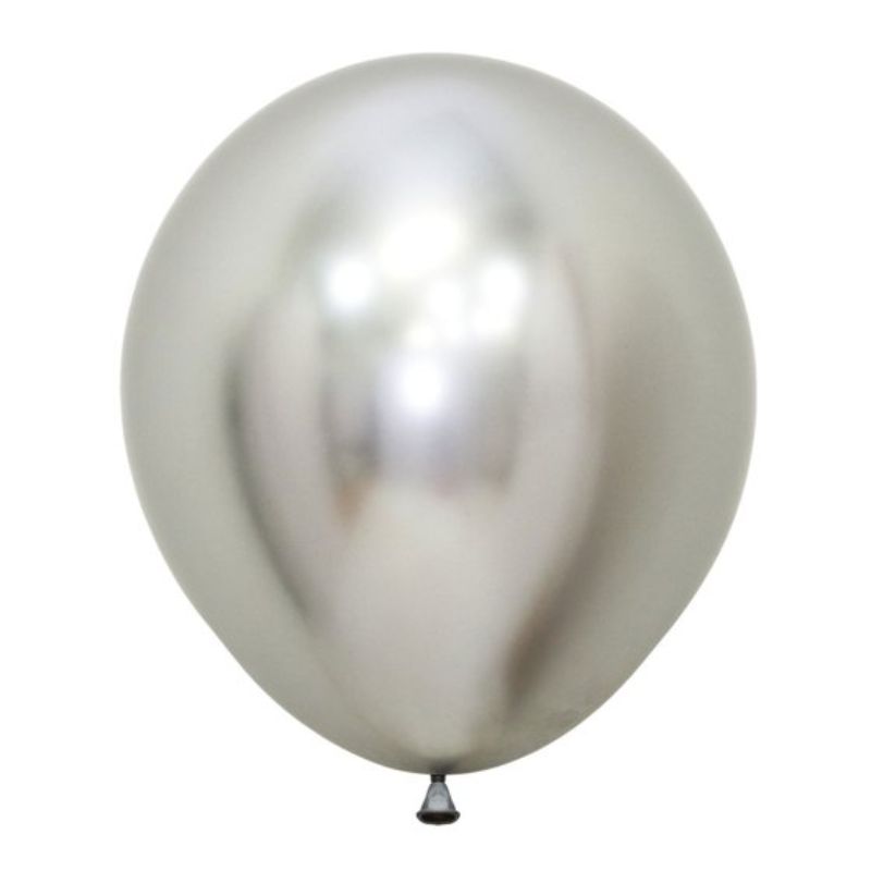 Pack of 6 Sempertex 45cm Metallic Reflex Silver Latex Balloons, perfect for elegant celebrations and versatile decorations.
