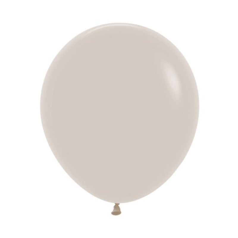 Pack of 6 Sempertex 45cm White Sand Latex Balloons, elegant for any celebration, eco-friendly and designed to float.