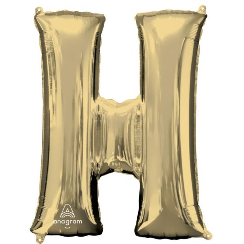 SuperShape Letter H balloon in white gold, 86cm self-sealing foil, ideal for elegant party decor and celebrations.