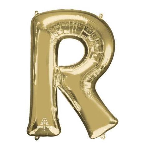86cm Self-sealing foil balloon in the shape of the letter R, crafted from white gold material.