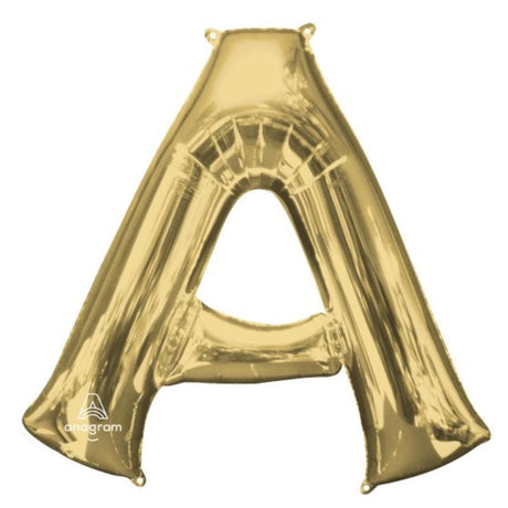 SuperShape Letter A in White Gold, 86cm foil balloon, adds elegance to events, ideal for personalized decor and celebrations.