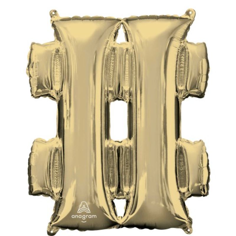Self-sealing 86cm white gold SuperShape symbol foil balloon, perfect for celebrations and special occasions.