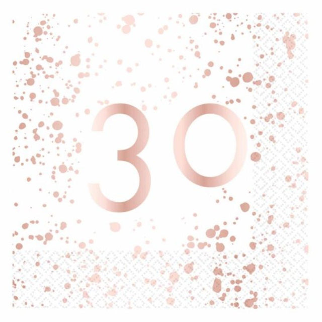 Elegant rose gold lunch napkins, pack of 16, perfect for stylish events and celebrations.