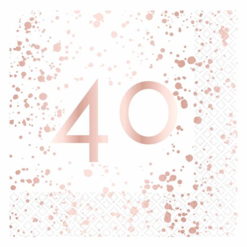 Pack of 16 elegant rose gold lunch napkins, perfect for parties and enhancing table settings.