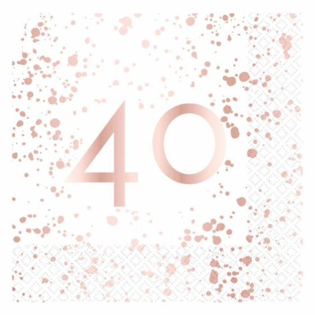 Pack of 16 elegant rose gold lunch napkins, perfect for parties and enhancing table settings.