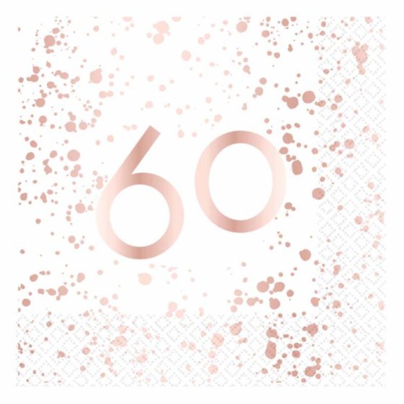 Pack of 16 elegant rose gold lunch napkins, perfect for stylish dining at parties, weddings, and gatherings.