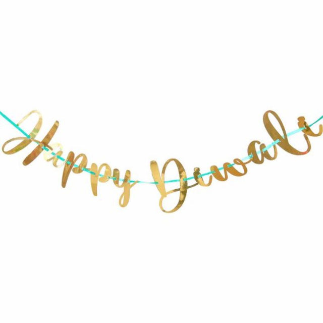 Vibrant 1.5m 'Happy Diwali' banner, perfect for festive decorations and celebrating the Festival of Lights.