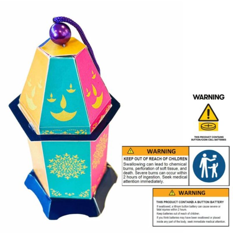 Colorful LED mini lantern for Diwali, safe for indoor/outdoor use, creating a festive ambiance with vibrant glow.