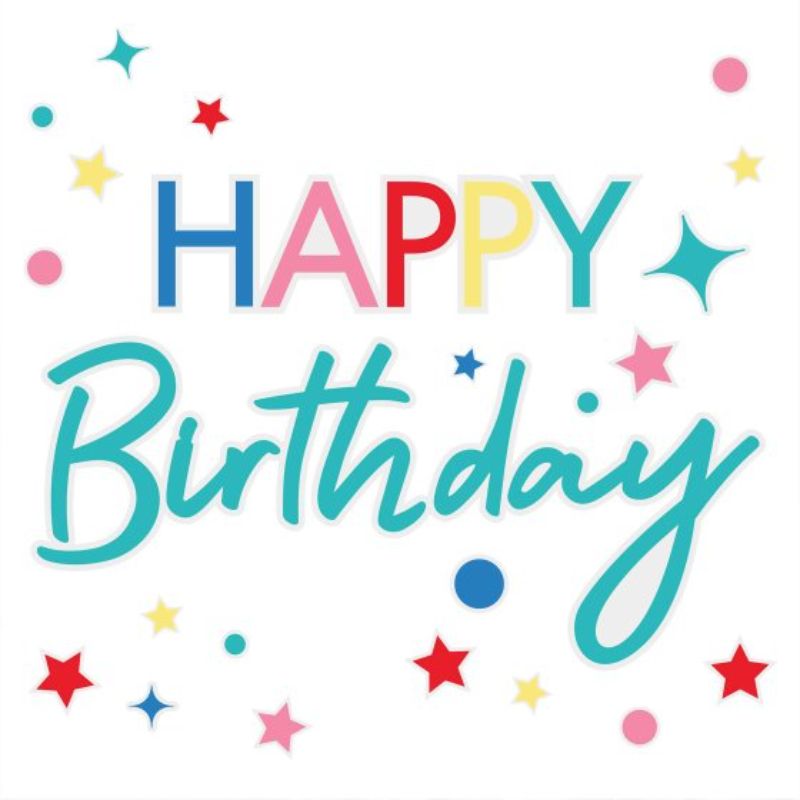 Bright and colorful birthday window sticker featuring cheerful design for festive celebrations. Perfect for any glass surface.