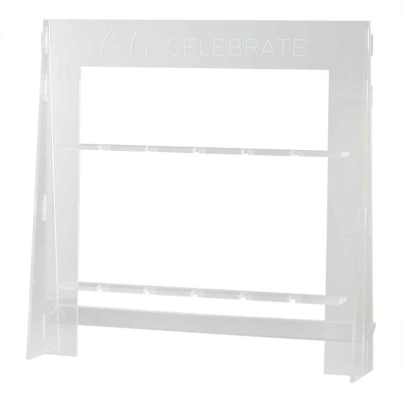 Stylish acrylic drinks stand holds 10 glasses, inspired by pampas grass, perfect for events and eco-friendly gatherings.
