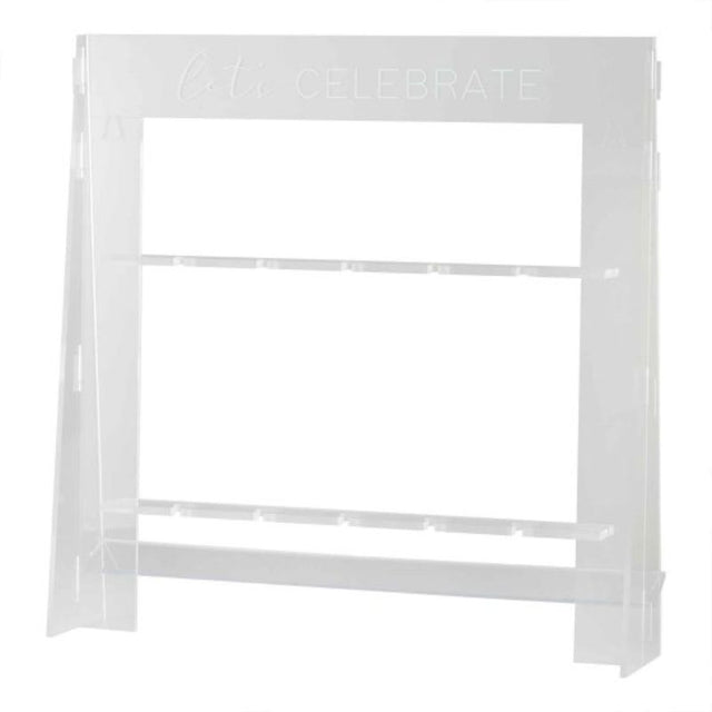 Stylish acrylic drinks stand holds 10 glasses, inspired by pampas grass, perfect for events and eco-friendly gatherings.