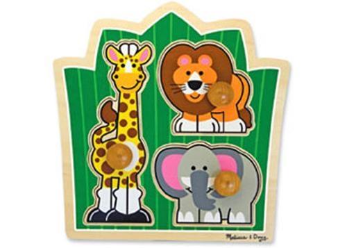 Melissa & Doug - Jungle Friends Knob Puzzle 3 Pieces