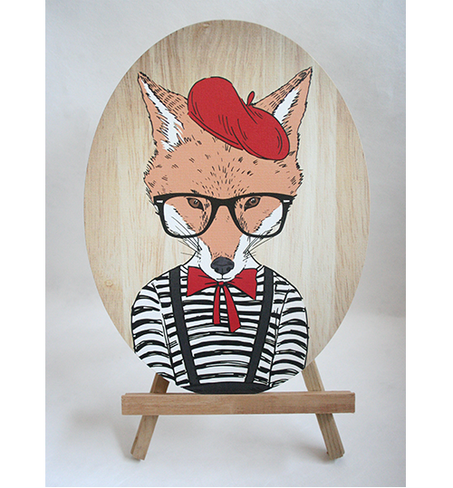 Fox-Female - Plywood Oval - Wall Art