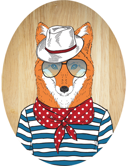 Fox-Male - Plywood Oval - Wall Art