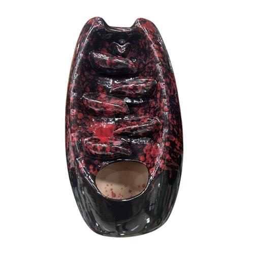 Backflow Incense Burner Red Leaf Ceramic 20cm