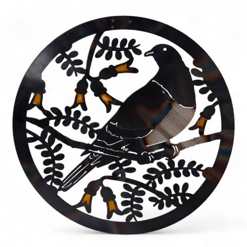 Kereru And Kowhai Round Wall Art 30cm