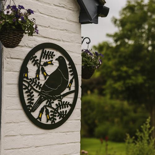 Kereru And Kowhai Round Wall Art 30cm