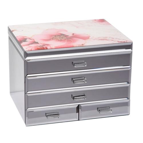 Peony Flowers Extra Large Jewellery Box With 4 Drawers 30cm