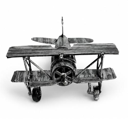Recycled Metal Bi-Plane Ornament 19cm