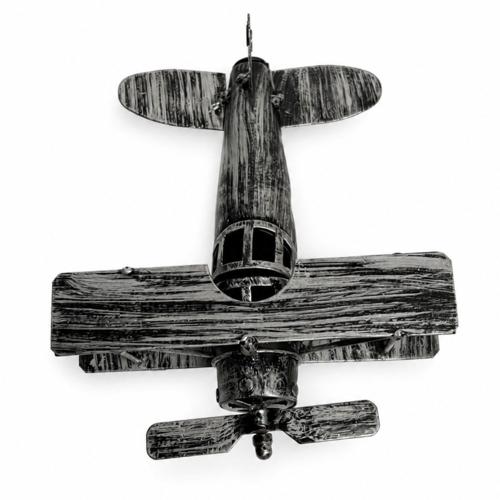 Recycled Metal Bi-Plane Ornament 19cm
