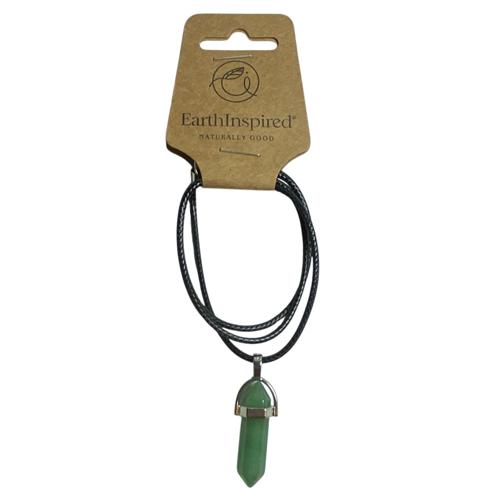 Aventurine Crystal Point Necklace 15mm Adjustable Cord