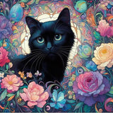 Black Cat Ceramic Coasters With Cork Back Set of 4