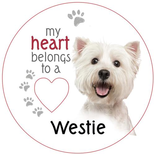 Westie Heart MDF Magnet 7cm