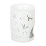 White Bee And Flower Ceramic Wax Warmer And Oil Burner 11.5cm