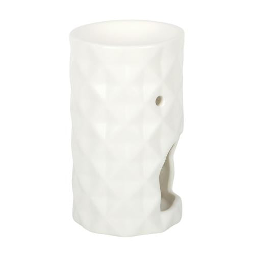 White Geometric Faceted Ceramic Oil Burner 13.5cm
