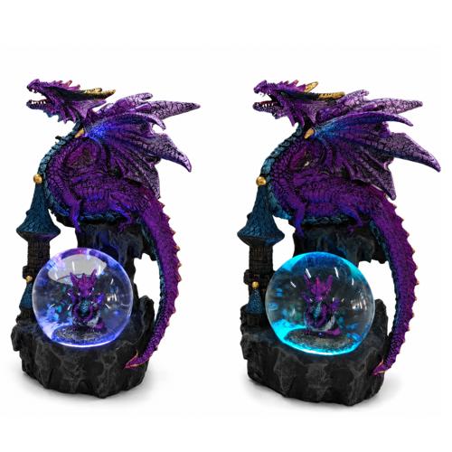 Purple Dragon LED Crystal Figurine 19.5cm