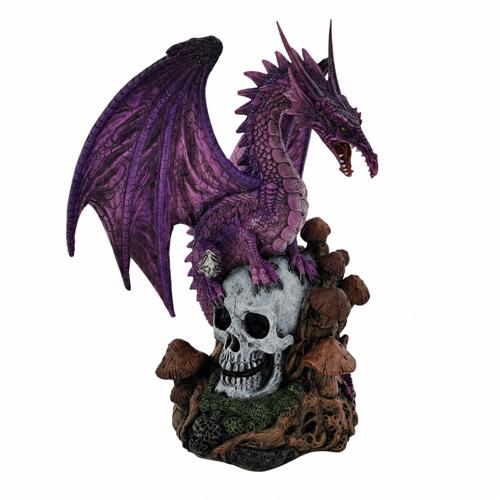 Purple Dragon Skull Polyresin Figurine 21cm