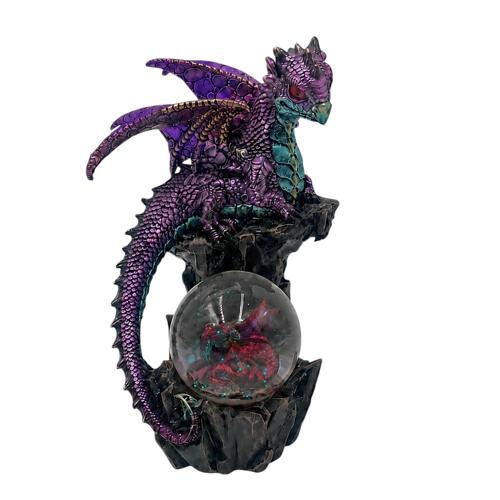 Purple Dragon LED Crystal Globe With Baby Hatchling 20cm
