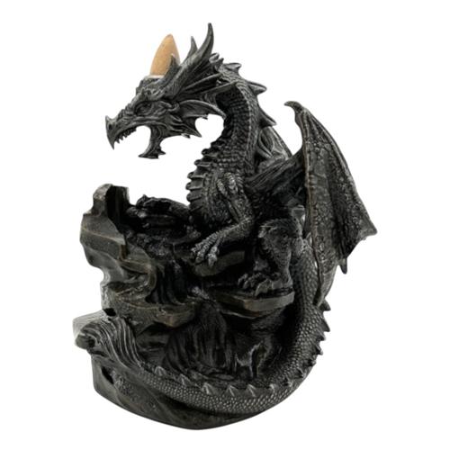 Black Coiled Dragon Backflow Incense Burner 17.5cm