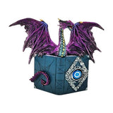 Purple Dragon On Book Polyresin Figurine 20.5cm
