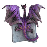 Purple Dragon On Book Polyresin Figurine 20.5cm