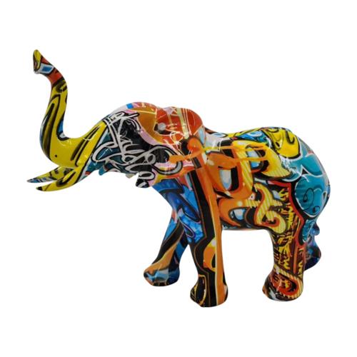 Graffiti Style Elephant Polyresin Figurine 25cm