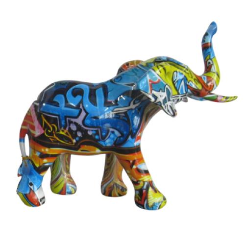 Graffiti Style Elephant Polyresin Figurine 25cm