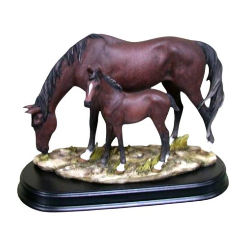 Dark Brown Horse And Foal Figurine 17.5cm