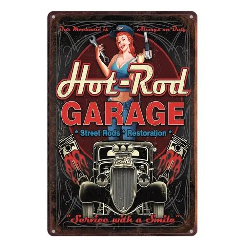 Hot Rod Metal Wall Sign 30 x 20cm