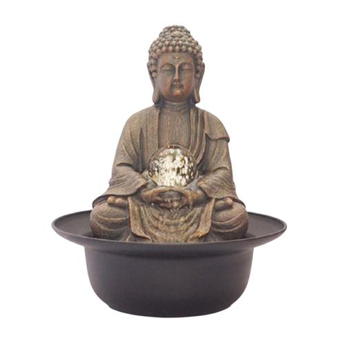 Buddha Indoor Water Fountain With Colour Changing LED Ball 28cm
