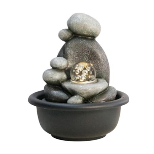 Rock Cascade Indoor Fountain With Warm White LED Ball 19.4cm