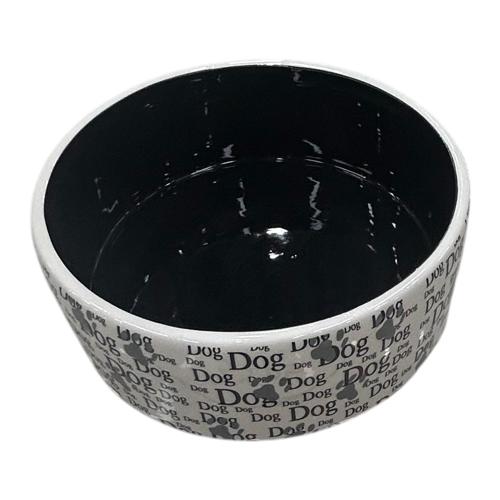 Ceramic Dog Word Print Pet Bowl 19cm