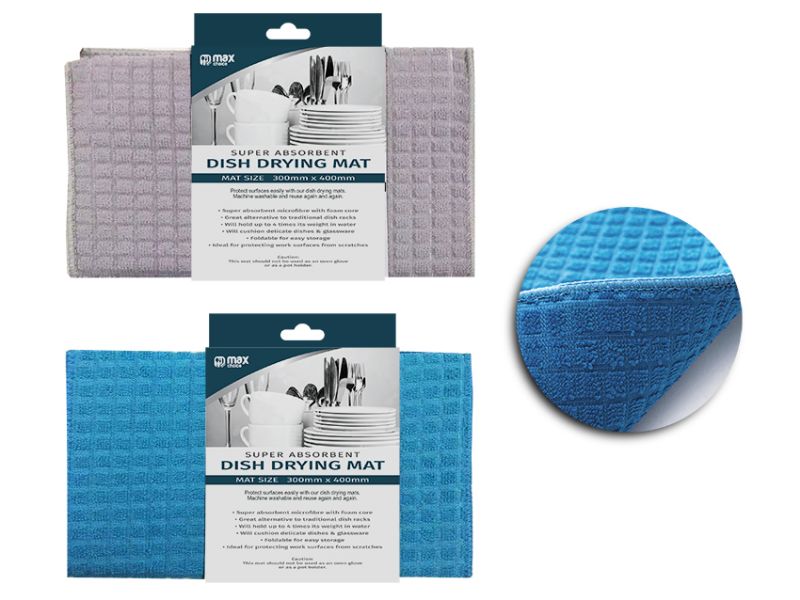 Absorbent Dish Drying Mat - 30 x 40cm (Set of 12 Assorted)