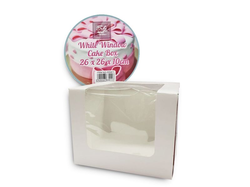 Window Cake Box - Plain White 26 x 26 x 10cm (Set of 12)