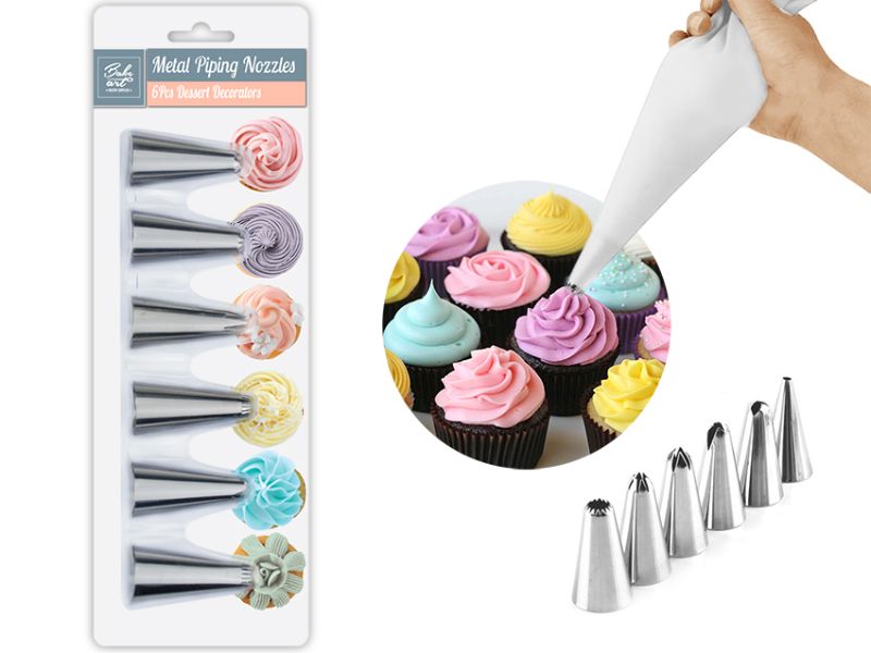 Metal Piping Nozzles - Bakeart 6's (12 Sets)