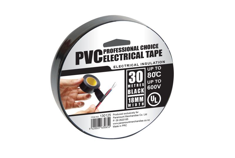 Electrical PVC Tape - Black 18mm x 30m (Set of 12)