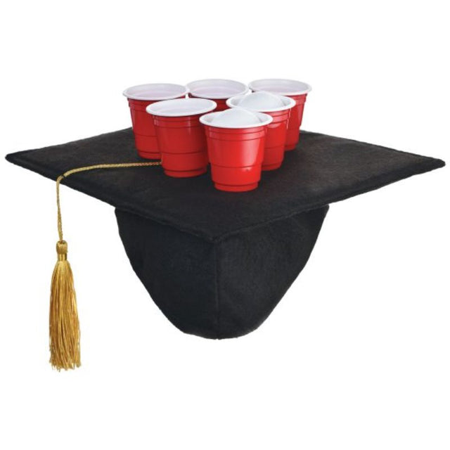 Vibrant Graduation Cap Toss Game with colorful cardboard caps, felt elements, cups, and ping pong balls for festive celebrations.