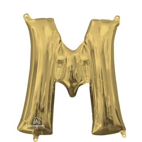Elegant 40cm self-sealing white gold letter M balloon, perfect for celebrations and memorable photo opportunities.