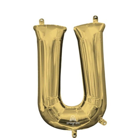 White gold Letter U balloon, 40cm foil, self-sealing, perfect for celebrations and elegant decor.